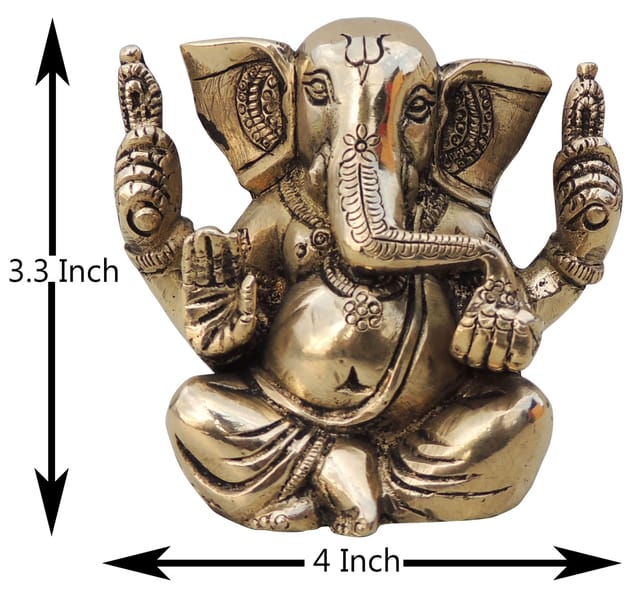 Brass Showpiece Ganesh Ji Statue -4*2.2*3.3 Inch (BS1241 D)
