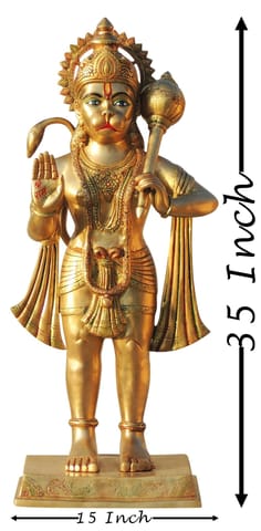 Brass Showpiece Standing Hanuman Ji God Idol Statue - 15*10*35 Inch (BS1301 M)
