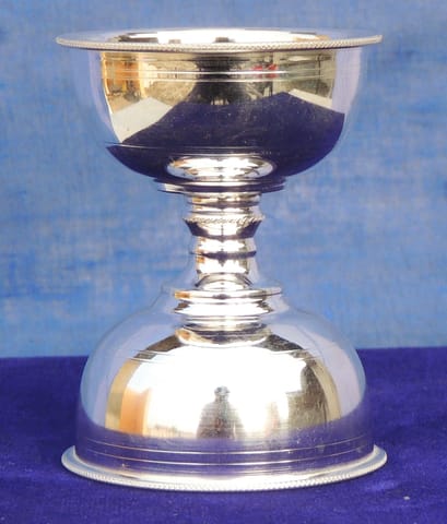 Pure Silver Table Decor Akhand Deepak With 92.5 Hallmarked - 2.1*2.1*3 Inch (SL056 A)