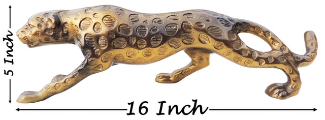 Aluminium Home Decorative Leopard Showpiece Statue - 16*3*5 Inch (AN256 B)