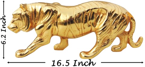 Aluminium Home Decorative Tiger Showpiece Statue - 16.5*3.5*6.2 Inch (AN262 G)