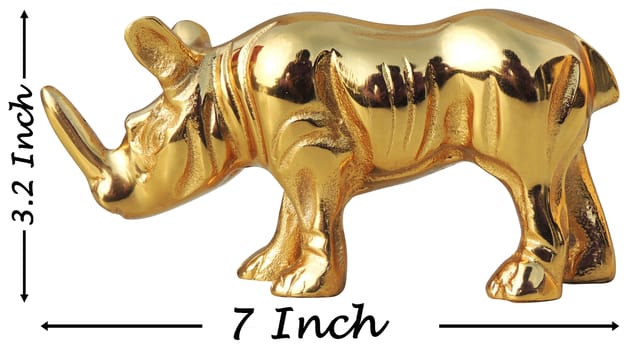 Aluminium Home Decorative Genda, Rhino Showpiece Statue - 7*2*3.2 Inch (AN259 G)