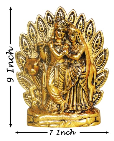 Aluminium Showpiece Wall Hanging Radha Krishna Statue - 7*1.2*9 Inch (AS451 G)