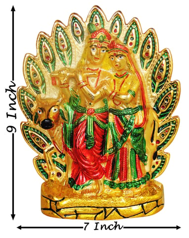 Aluminium Showpiece Wall Hanging Radha Krishna Meena Statue - 7*1.5*9 Inch (AS451 M)