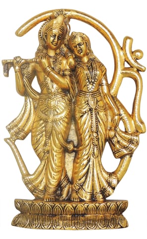 Aluminium Showpiece Wall Hanging Radhak Krishna Om Statue - 7*1*10.5 Inch (AS450 G)