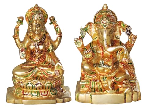 Brass Showpiece Laxmi Ganesh Pair God Idol Statue (BS1065)