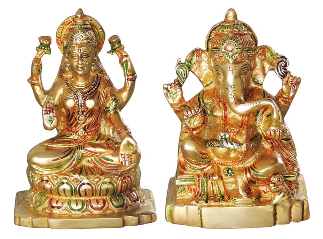 Brass Showpiece Laxmi Ganesh Pair God Idol Statue (BS1065)