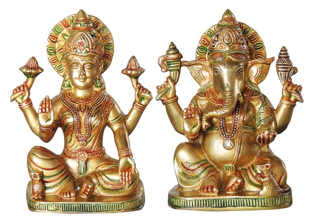 Brass Showpiece Laxmi Ganesh Pair God Idol Statue (BS1062)