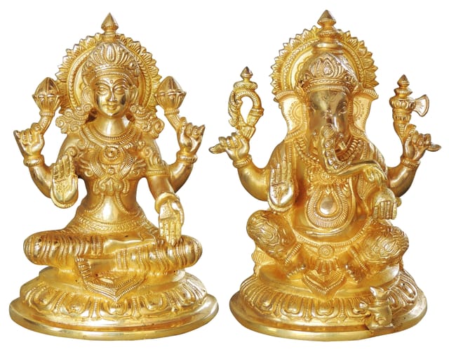 Brass Showpiece Laxmi Ganesh Pair God Idol Statue (BS1025)