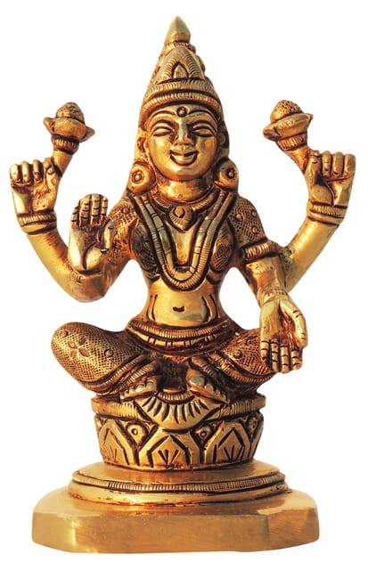 Brass Showpiece Laxmi Ji God Idol Statue - 3*2.2*4.2 Inch (BS1613 L)