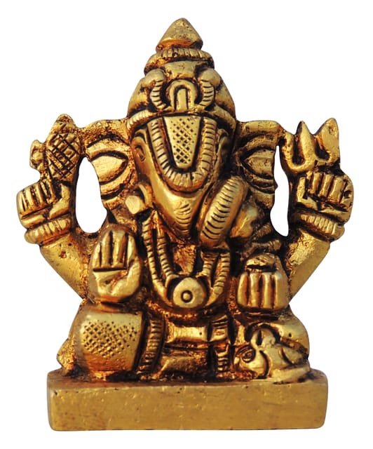 Brass Showpiece Dagdu Ganesh Ji God Idol Statue - 1.7*1.2*2 Inch (BS1610 C)