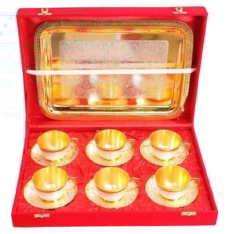 Brass Decorative 6 Pieces Tea Cup Set (B102 B)