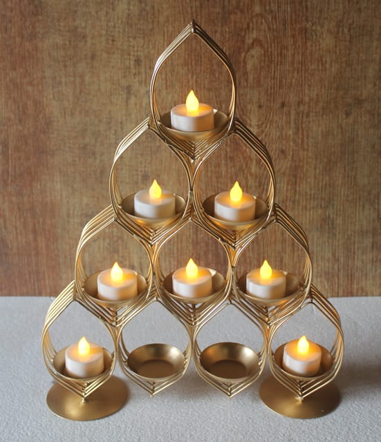 Iron Decorative T Light Holder With 10 Candle Holder - 12*3.5*13.5 Inch (I160 C)