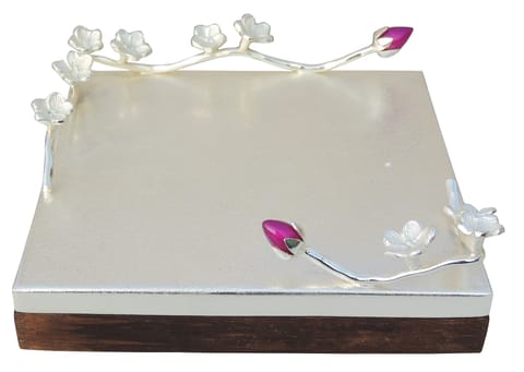 Aluminium Decorative Flower Candy Box, Diwali Gifting Item - 8*8*3 Inch (AT051 D)