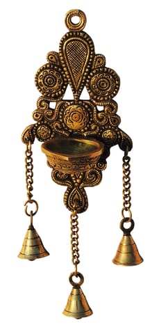 Brass Showpiece Bell With Deepak God Idol Statue - 4*2.5*7.5 Inch (BS1421 C)
