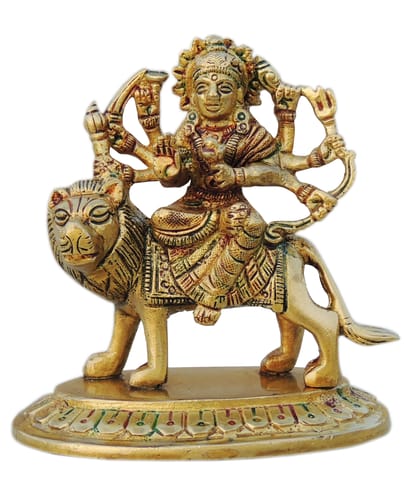 Brass Showpiece Durga Ji God Idol Statue - 4*2.5*4 Inch (BS937 O)