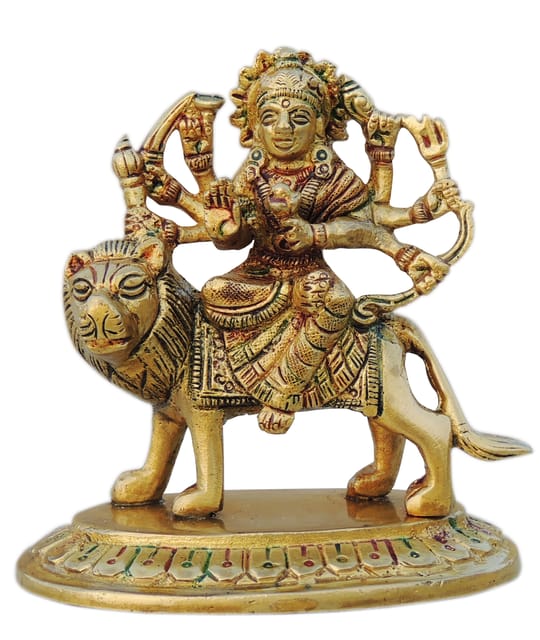 Brass Showpiece Durga Ji God Idol Statue - 4*2.5*4 Inch (BS937 O)