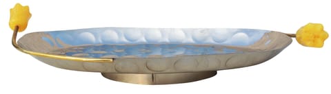 Aluminium Decorative Oval Shape Flower Tray, Diwali Gifting Item - 13*7.2*3 Inch (AT049 C)