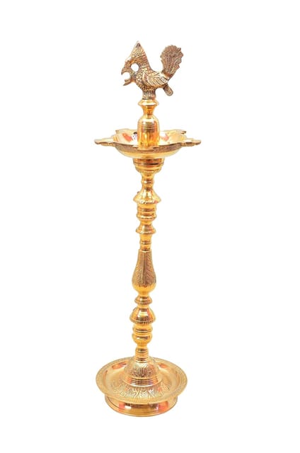 Brass Table Decor Mahabharat Oil Lamp, Deepak - 7.5*7.5*28.5 Inch (F686 F)