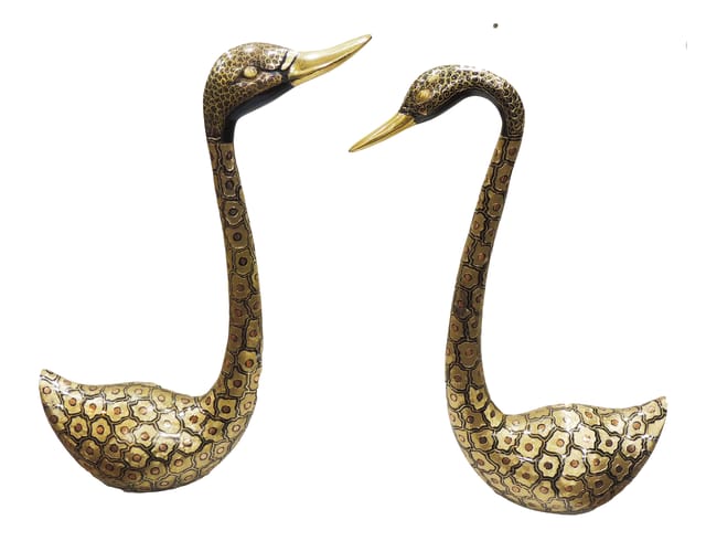 Brass Showpiece Duck Pair Statue - 28*5.5*21 Inch (AN138 G)