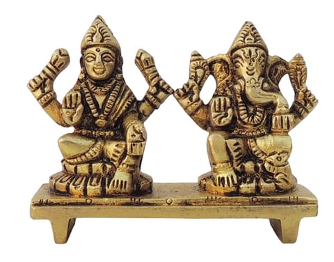 Brass Showpiece Laxmi Ganesh One Same Base God Idol Statue - 3*1.2*2.5 inch (BS645 D)