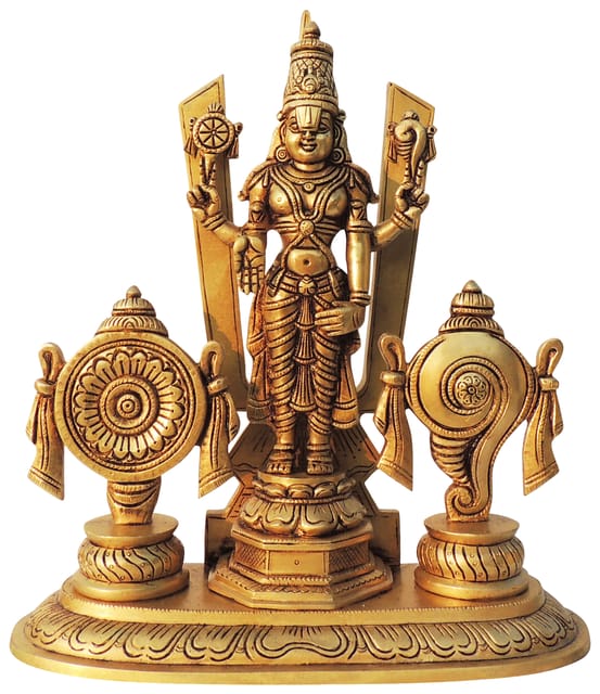 Brass Showpiece Shank Chakra Trishul Bala Ji God Idol Statue - 11.5*5*13 Inch (BS1550 J)