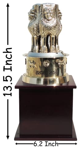 Brass & Wooden Showpiece Ashok Lath With Wooden Base - 6.2*6.2*13.5 Inch (F720 H)