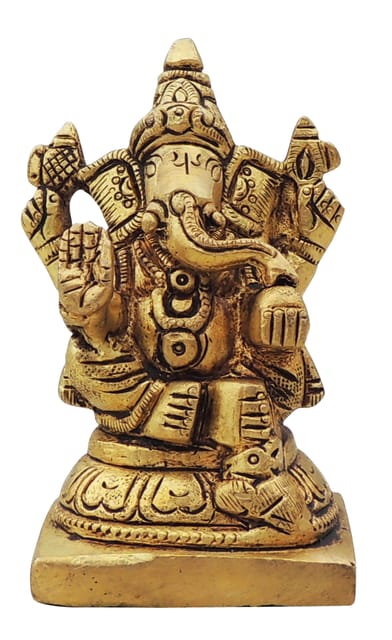Brass Showpiece Ganesh JiGod Idol Statue - 2*1.5*3.2 Inch (BS1645 G)