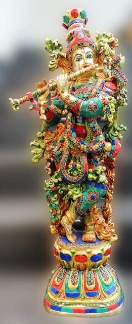 Brass Showpiece Krishna Ji God Idol Statue - 9.5*5*29 Inch (BS1676 K)
