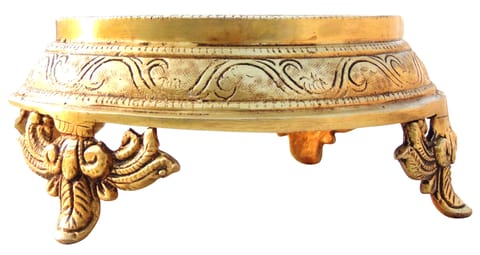 Brass Showpiece Chowki Round God Idol Statue - 6.5*6.5*3 Inch (BS1675 F)