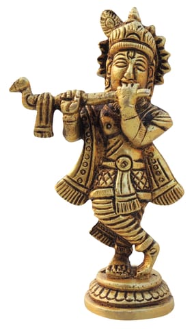 Brass Showpiece KrishnaGod Idol Statue - 2*1*3.2 Inch (BS1672 K)