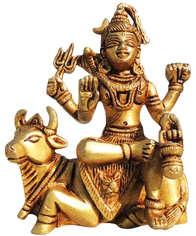 Brass Showpiece Shiv On Nandi God Idol Statue - 3.5*2.2*4.5 Inch (BS1670 D)