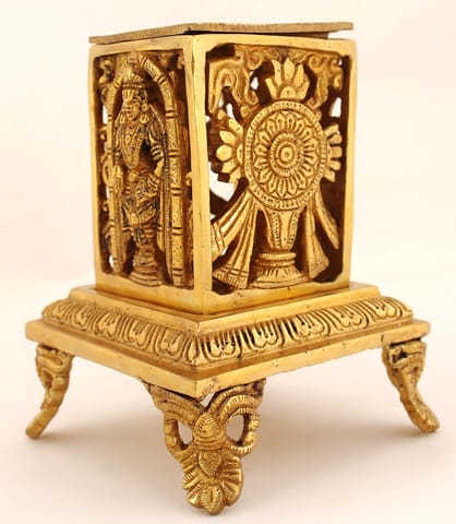 Brass Showpiece Chowki For God Idol Statue - 4.7*4.7*2.2 Inch (BS1636 C)
