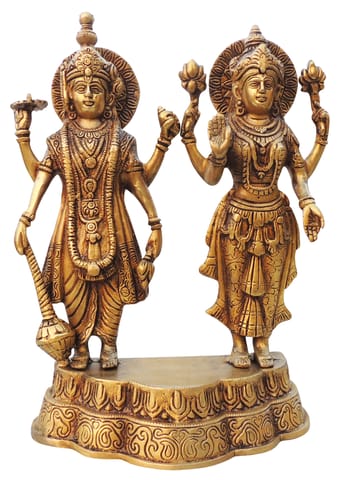 Brass Showpiece Vishnu & Laxmi Ji God Idol Statue - 9.5*4*13 Inch (BS1392 L)