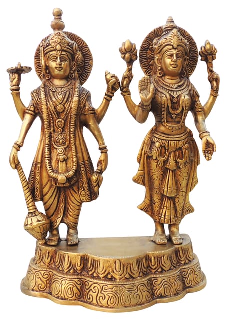 Brass Showpiece Vishnu & Laxmi Ji God Idol Statue - 9.5*4*13 Inch (BS1392 L)