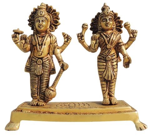 Brass Showpiece Vishnu Laxmi Standing Combine God Idol Statue - 7.5*2.5*7.5 Inch (BS1392 H)