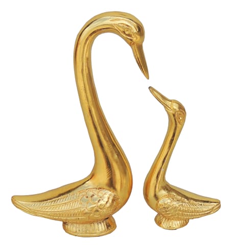 Aluminium Decorative Showpiece Duck Pair Statue - 8*2*8.5 Inch (AS225 G)