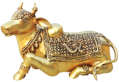 Brass Showpiece Nandi God Idol Statue - 13*6*8 Inch (BS1382 A)