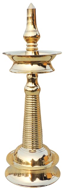 Brass Table Decor Round Kerala Fancy Deepak - 5.2*5.2*15.2 Inch (F716 I)