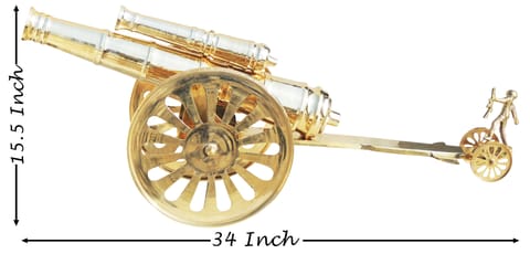 Brass Table Decor Showpiece Cannon - 34*8.5*15.5 Inch (Z172 W)