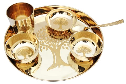 Pure Bronze Thali, Dinner Set - 11*11*1.5 Inch (BC177 C)