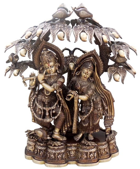 Brass Showpiece Radha Krishna With Tree God Idol Statue - 25*12.5*28 Inch (BS1626 G)