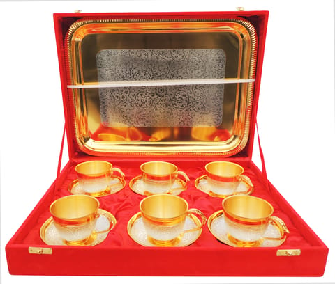 Brass 6 Pieces Tea Set With Tray (B102 C)