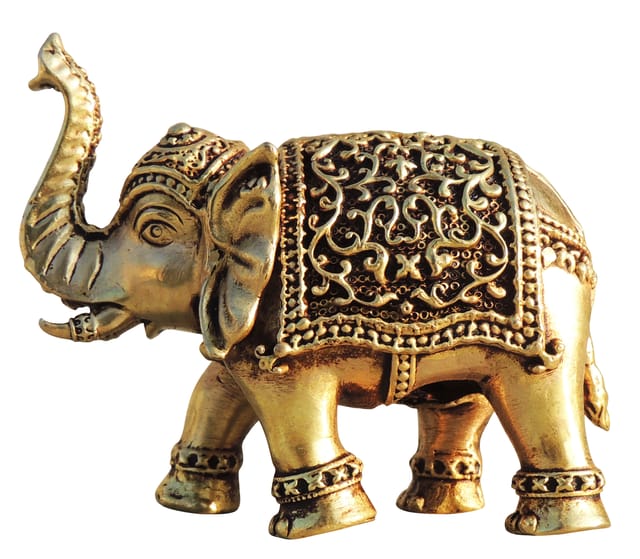 Brass Showpiece Elephant, Haathi Statue, Made From Machine - 3.2*1.6*2.5 Inch (BS1707 E)