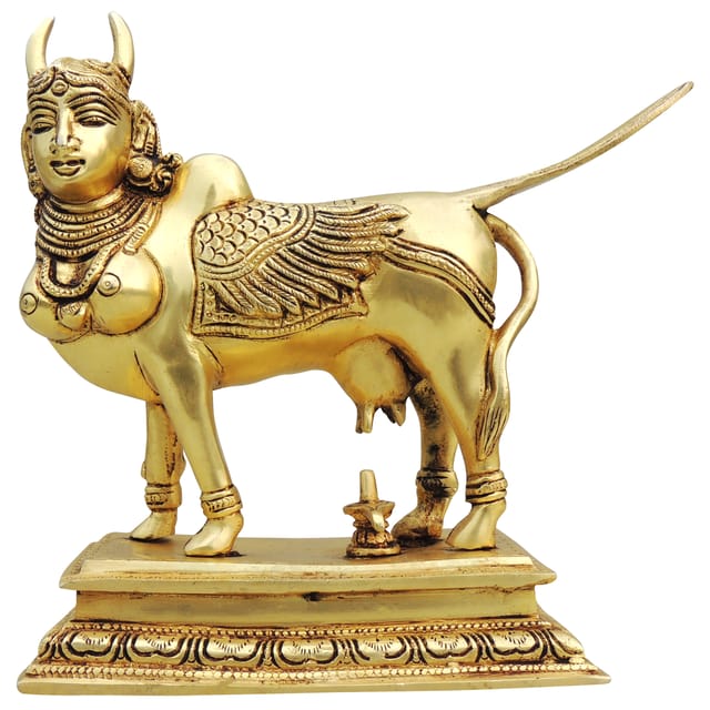Brass Showpiece Kamdhenu Cow God Idol Statue - 9*4*7.5 Inch (BS1498 X)