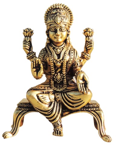 Brass Showpiece Laxmi Ji God Idol Statue, Made From Machine - 3*1.5*4 Inch (BS1700 L)