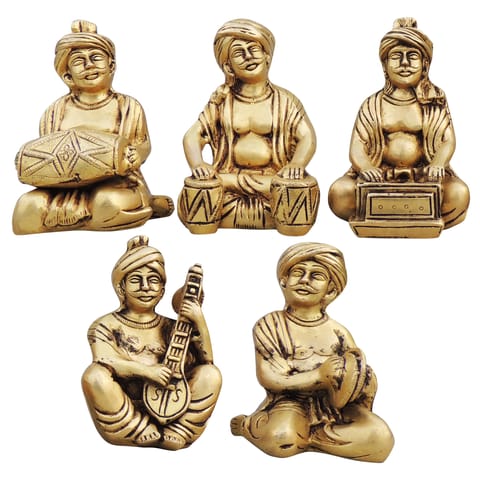 Brass Showpiece Musical Instrumental Statue, Set of 5 Pieces - 3*2.5*5 Inch (BS1698 E)
