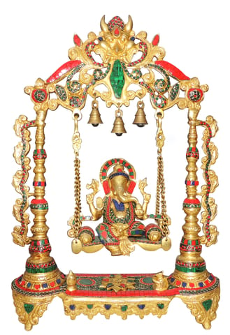 Brass Showpiece Stone Ganesh Ji God Idol Statue - 17.5*5*26.5 Inch (BS1373 D)