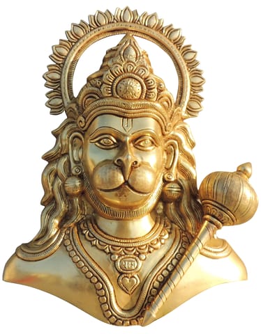 Brass Showpiece Wall Hanging Hanuman Face God Idol Statue - 10.5*3*14 Inch (BS1693 F)