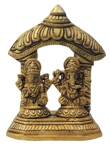 Brass Showpiece Laxmi Ganesh Mandir Idol Statue - 3*0.7*3.6 Inch (BS1714 D)